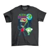 Remera negra con estampado de los personajes de la serie animada Invasor Zim.