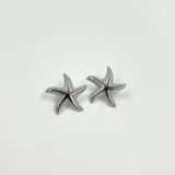 Par de aros plateados con forma de estrella de mar.