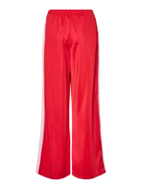 Pantalón de jogging rojo con cintura elástica y rayas blancas en los laterales.