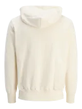 Canguro color crema con capucha, mangas largas y puños acanalados. Estampado frontal con texto "Originals Studio" en color marrón.