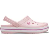 Zuecos Crocs Crocband™ color negro con suela blanca y detalles en amarillo.