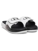 Sandalias Under Armour Ignite Pro 8 SL, color negro con suela blanca y logo en la tira superior.