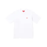 Camiseta Supreme blanca de manga corta con logo pequeño en el pecho.