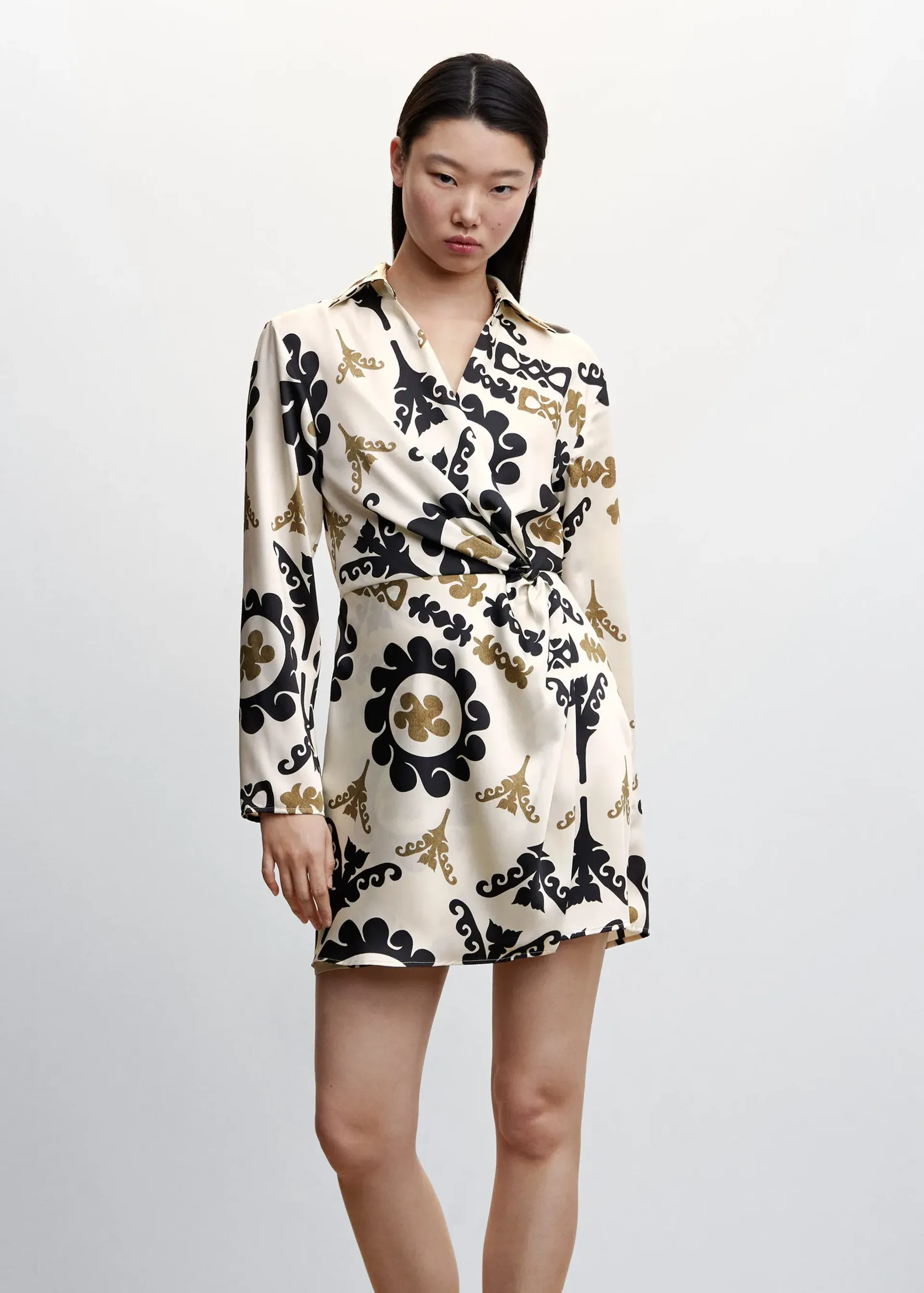 Vestido Cruzado Mango Vestido Camisero Estampado Vestido Camisero