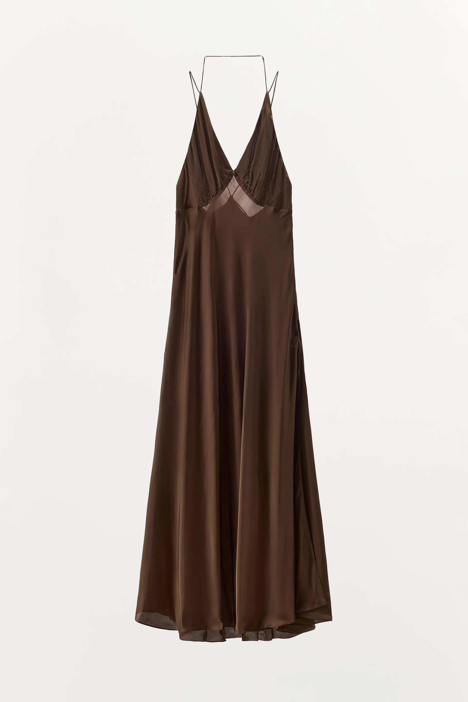 Zara Vestido Lencero Espalda Descubierta Vestido Satinado Escote